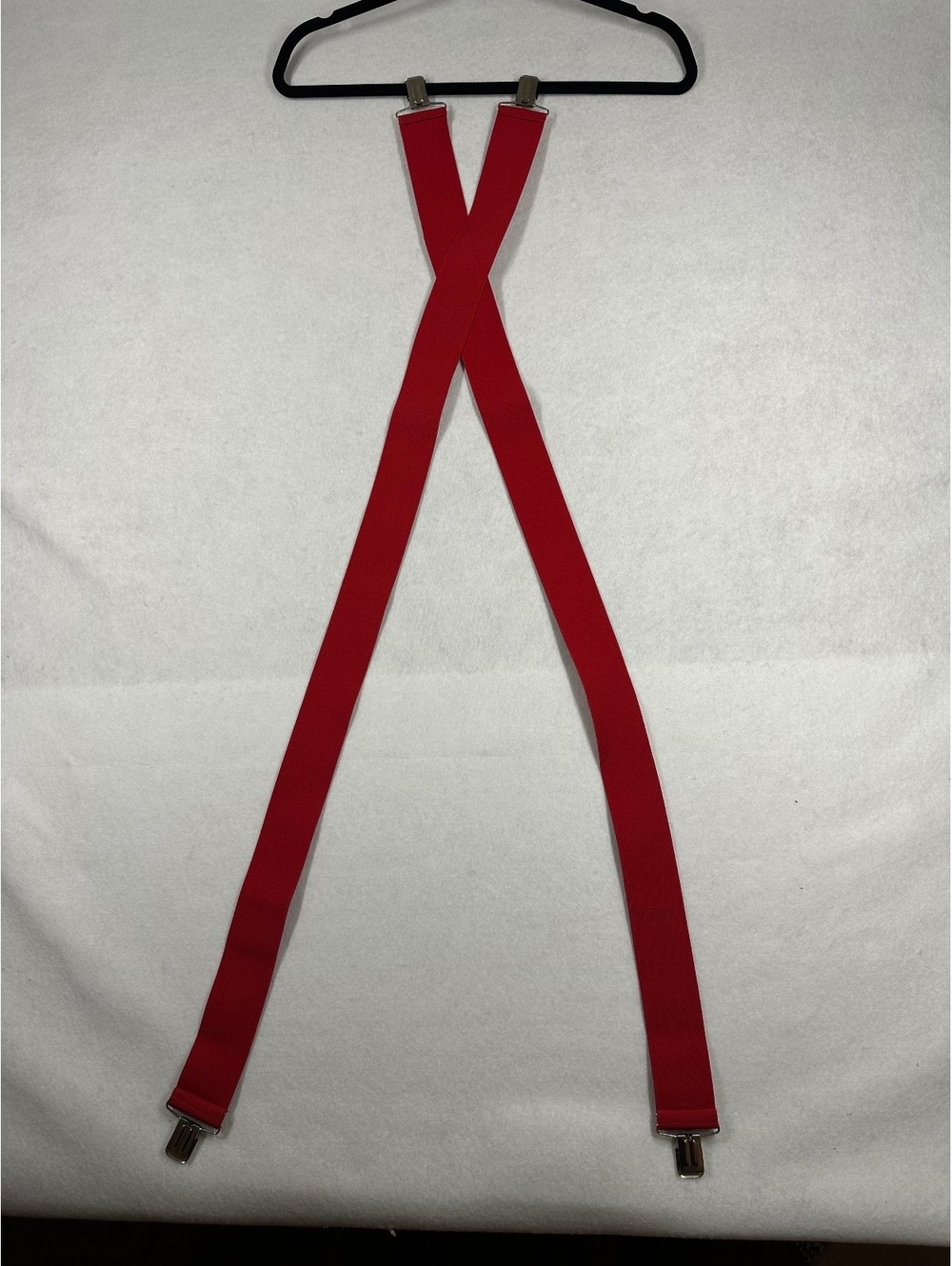 Red Adjustable Suspenders with Metal Clips